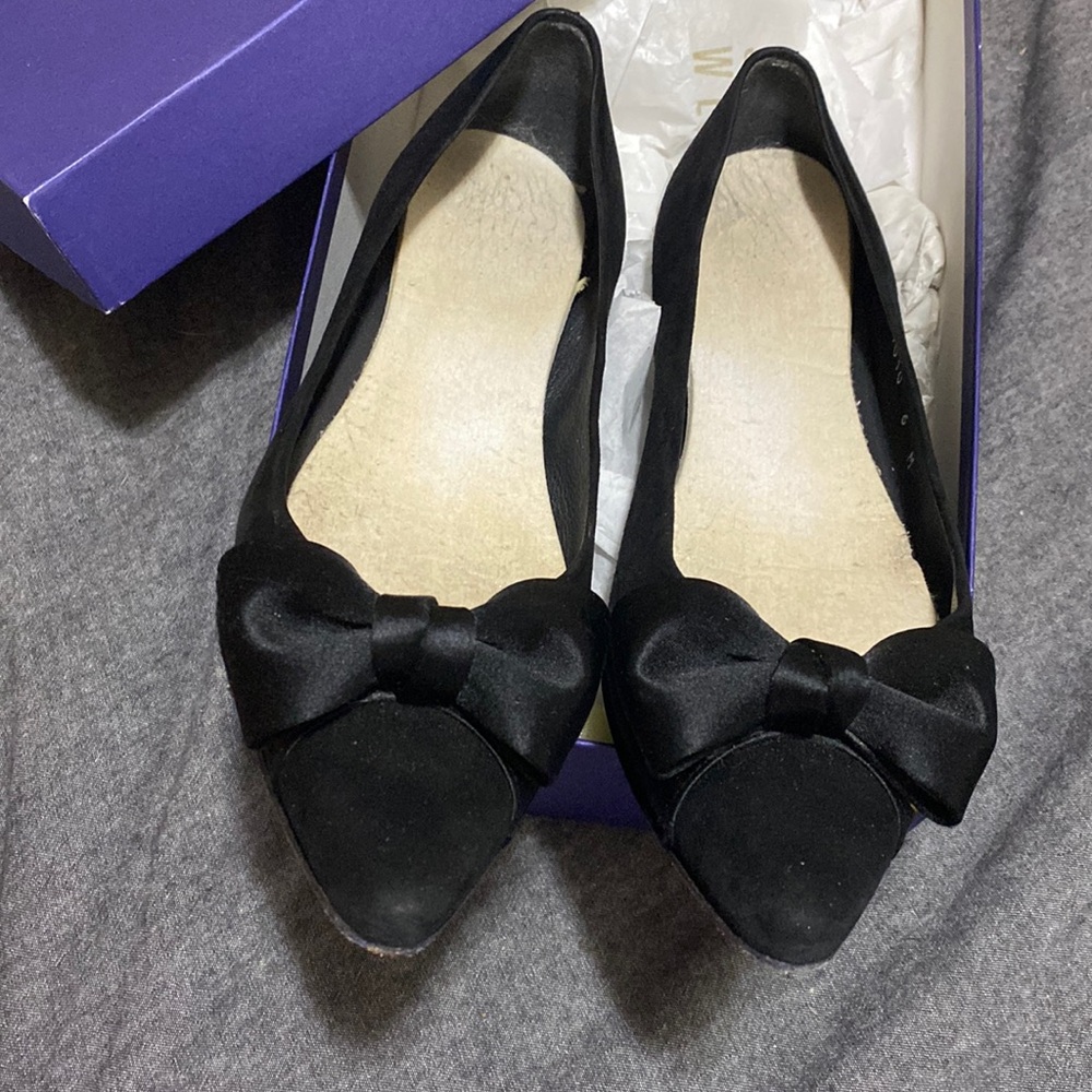 Stuart weitzman bow ballet flats suede